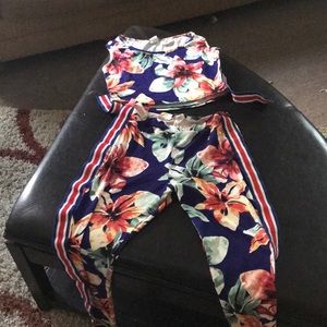 2 piece flower crop top outfit